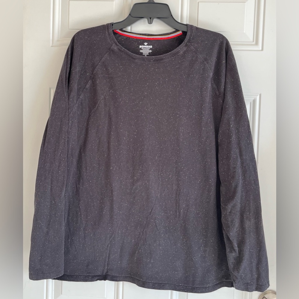 Bombas‎ Men's Pima Cotton T-Shirt Long Sleeve XL Charcoal Speckled Space